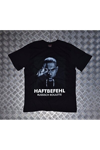 fame-stoned Унісекс чорна футболка з принтом Haftebefehl