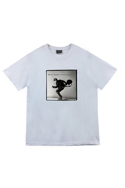 fame-stoned Tricou alb unisex 100% bumbac cu imprimeu Bryan Adams