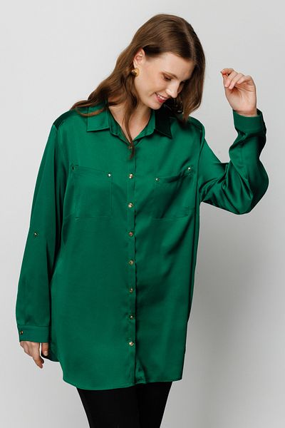 Ekol Πράσινη γυναικεία σατέν μπλούζα Plus Size 23201513
