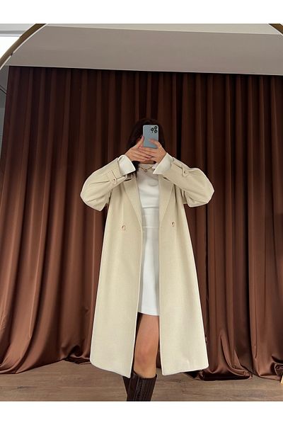 Nesil Oversize Coat with Pleated Sleeves and Buttons