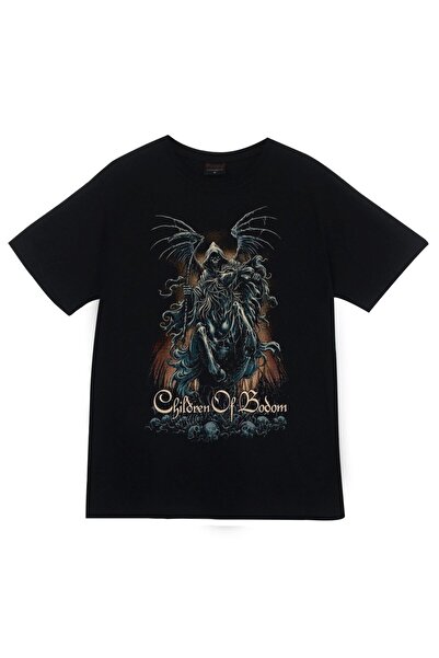fame-stoned Children Of Bodom Baskılı Unisex %100 Pamuk Siyah T-shirt