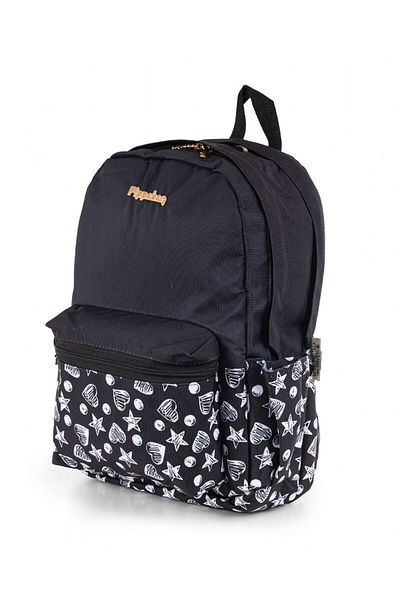 Pippa Beach Girl's Three-Eye School and Casual Black Backpack