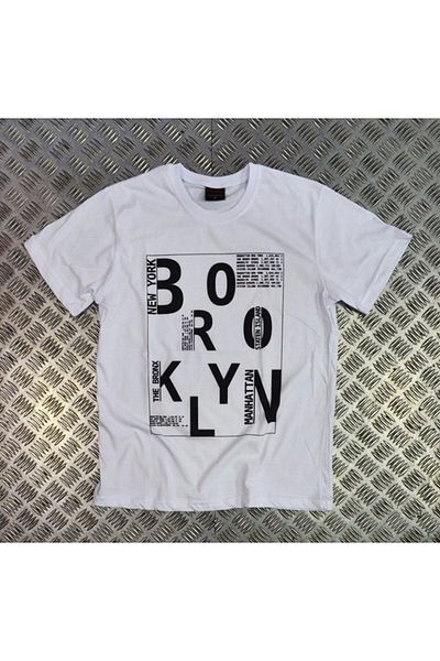 fame-stoned Μπλουζάκι Unisex White New York Brooklyn Printed
