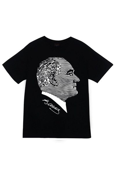 fame-stoned Μπλουζάκι Gazi Mustafa Kemal Atatürk με στάμπα Unisex 100% βαμβακερό μαύρο