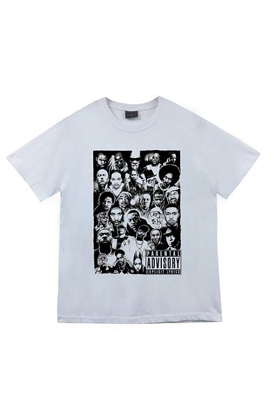 fame-stoned Μπλουζάκι Unisex White Hip Hop Songs Parental Advisory Printed
