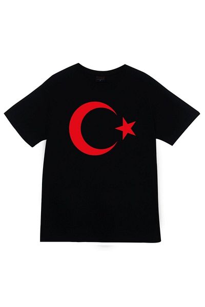 fame-stoned Μπλουζάκι Unisex Μαύρο μισοφέγγαρο με στάμπα μεγάλου μεγέθους