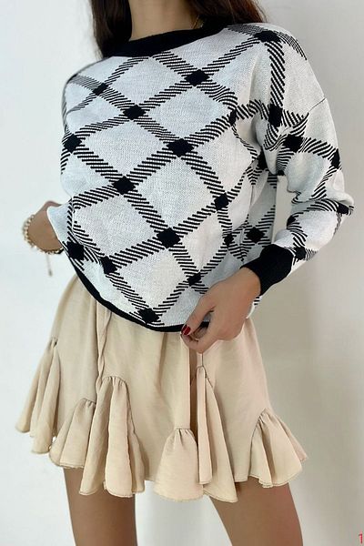 Deafox Pulover de tricotaje cu model Baklava de culoare crem