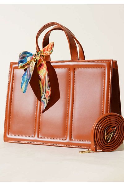 ÇANTA Women's Rectangular Hand and Shoulder Bag with Scarf