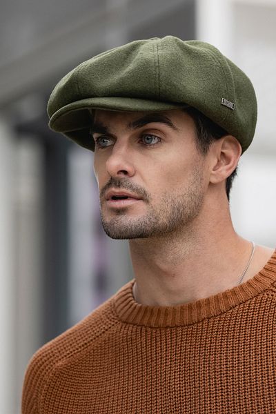 Nordbron Khaki Men's Cap - Thick Durable, Label Detailed, Elastic Wool Casual Cap