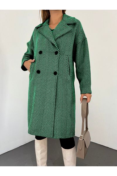 Modamorfo Grüne Fischgrätenmuster – Kaschmütze mit Taschen