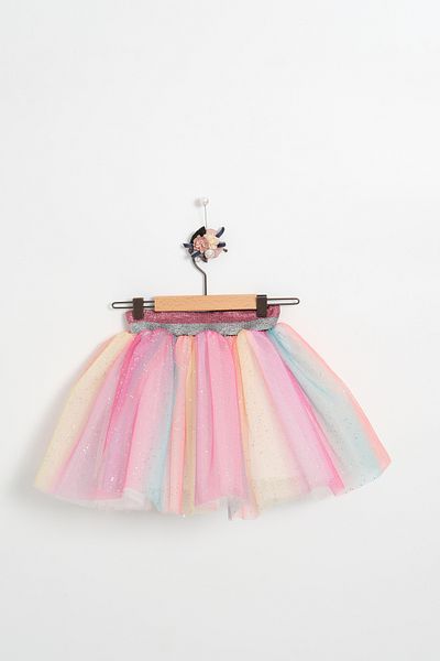 Milangel Costum cu mânecă lungă cu fustă tutu curcubeu unicorn
