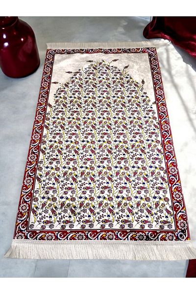 SİERRA Red Tulip Patterned Silk Carrying Bag - Prayer Rug
