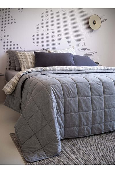 Barine Gray Jersey Cotton Quilt - 220X240