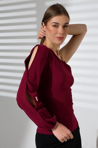 Deafox Bluză din țesătură creponată cu un singur mânecă