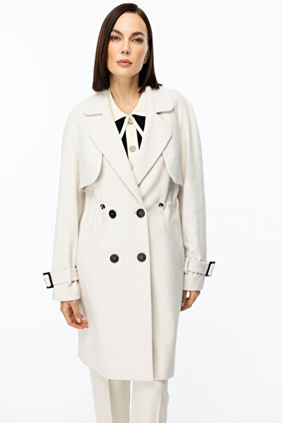 Ekol Dört Düğmeli Kolu Kemerli Kaban Siyah