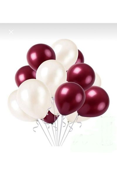 Deniz Party Store 5 Burgundy and White Latex Balloons - Pack of 10