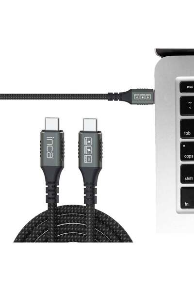 Inca ITCT-40 USB4 8K@60Hz Thunderbolt 4/3 40 Gbps PD240W Type-C to Type-C Kablo -0.8m