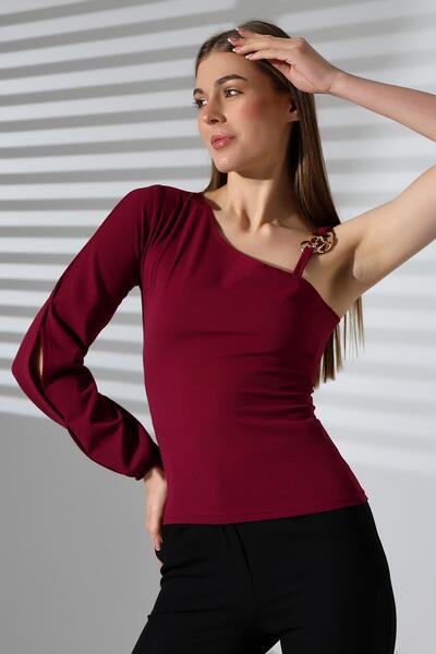 Deafox Bluză din țesătură creponată cu un singur mânecă