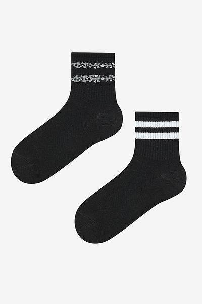 Penti Schwarze 2-teilige Tennissocken mit Leopardenmuster