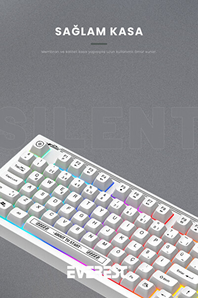 Everest KB-98 Sessiz Rainbow Q Türkçe Klavye Membrane Oyuncu Klavyesi Gaming Klavye