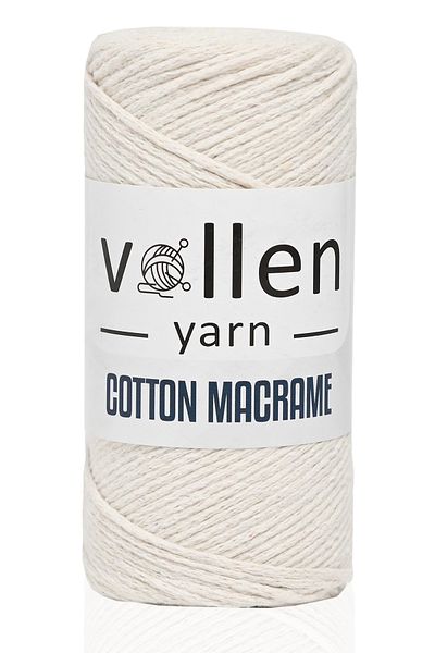 vollen yarn Premium Cotton Cotton Macrame Thread, 2mm Cotton Chain Macrame, Supla, Bag Thread, Ecru