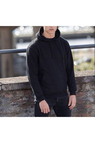 THE WHITE Men's Black Hooded Sweatshirt