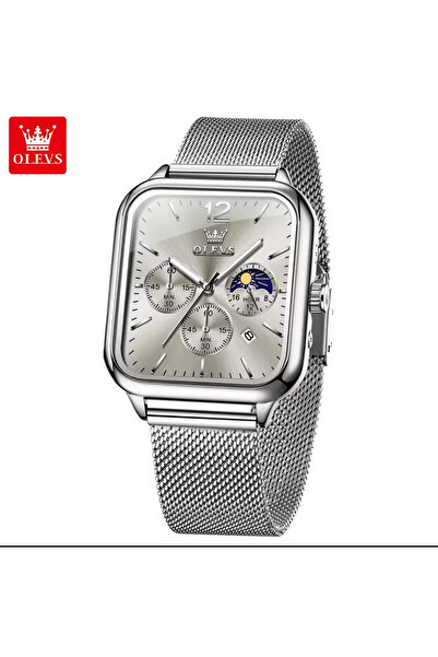 OLEVS YENİ SEZON YENİ MODA KARE KUVARS SU GEÇİRMEZ ÇELİK KOL SAATİ