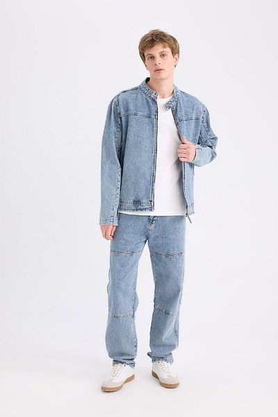 DeFacto College-Revers-Jeansjacke mit Reißverschlusstasche D0420ax24au