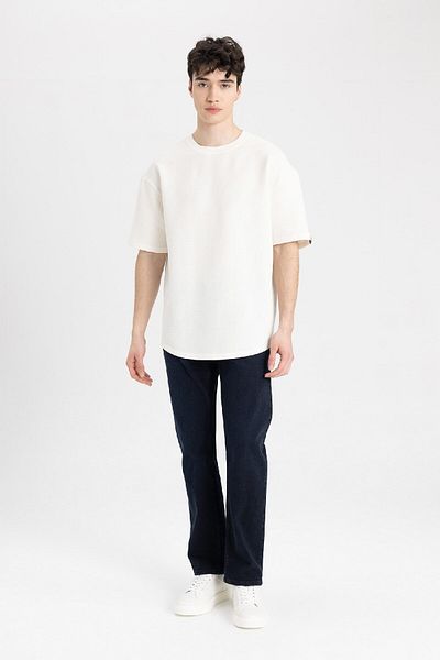 DeFacto Comfort Regular Fit Bequeme Passform Rundhalsausschnitt Kurzarm Basic T-Shirt B4443ax24sp