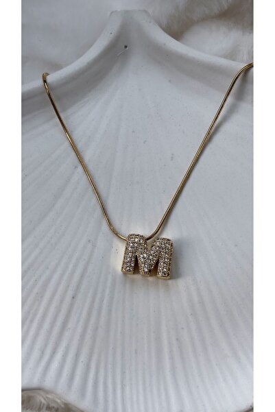 RGAccessories قلادة بحروف فولاذية بتفاصيل حجرية