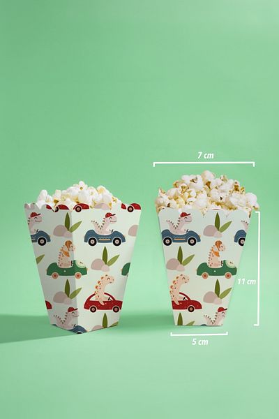 Niksy Design Racer Dinosaurs Themed Mini Popcorn Corn Box 8 Pieces