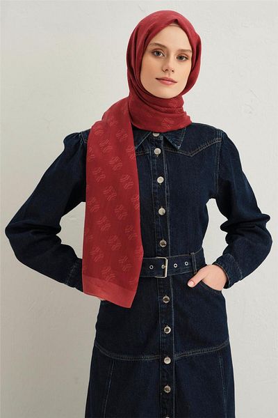 Armine Şal cu model monogramă minimală din mătase 32109