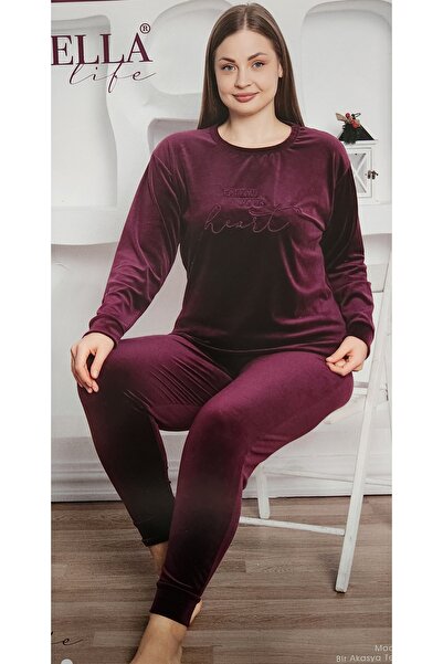Modella Life Battal Mother Velvet Pajama Set - 2326 Plum
