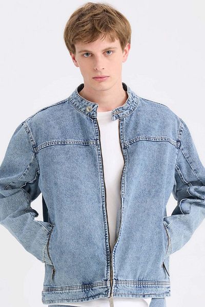 DeFacto College-Revers-Jeansjacke mit Reißverschlusstasche D0420ax24au