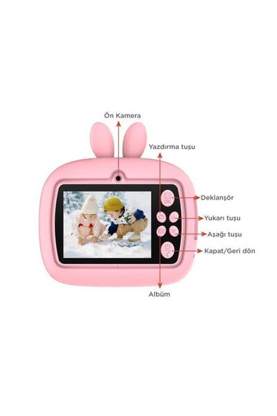 Torima TRM-CMR18 Pembe Dijital Video Fotoğraf Çocuk Kamerası Anlık Termal Resim Kağıt Baskılı Yazıcı