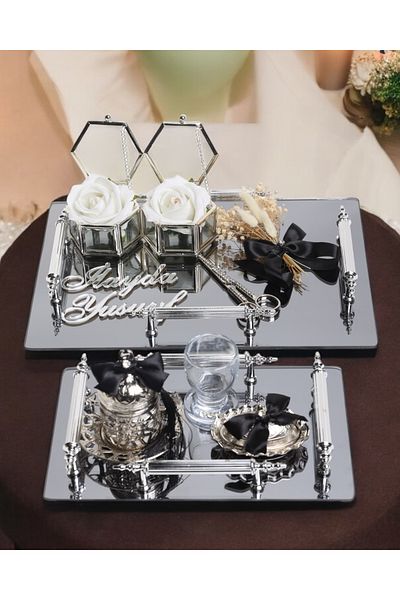 CyzHome Reverence Silver Promise Tray and Groom Tray