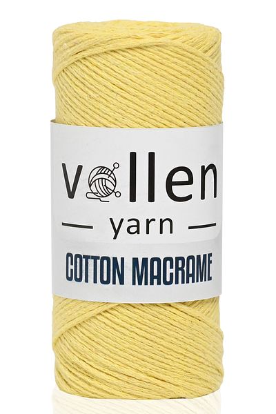 vollen yarn Premium Cotton Cotton Macrame String, 2mm Cotton Chain Macrame, Supla, Bag String, Yellow