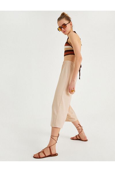 Koton Wide Leg Trousers with Elastic Waist