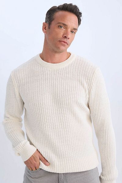 DeFacto Standard Fit Crew Neck Textured Knitwear Sweater 3196335
