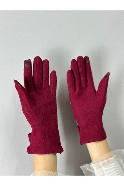 Gönülden Tasarım Flower Patterned Rush Touch Finger Women's Gloves Cashmore