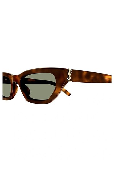 Saint Laurent Women's Brown-Green Organic (Uv) Glass Bone Closed Frame Design Sunglasses Sl M126 003 54-2