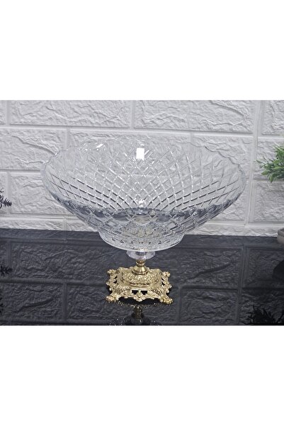 atabey home BÜYÜK KESME DEKORLU MEYVELİK & SALATA KASESİ  DÖKÜM KARE GOLD AYA...