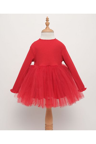 Milangel Rochie de balerină pentru fetiță cu fustă tutu roșie