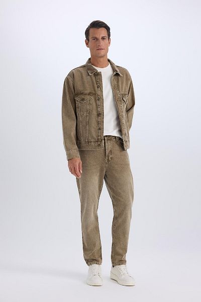 DeFacto Übergroße Jeansjacke mit Polokragen – mit Taschen und Waschung D5049ax24au