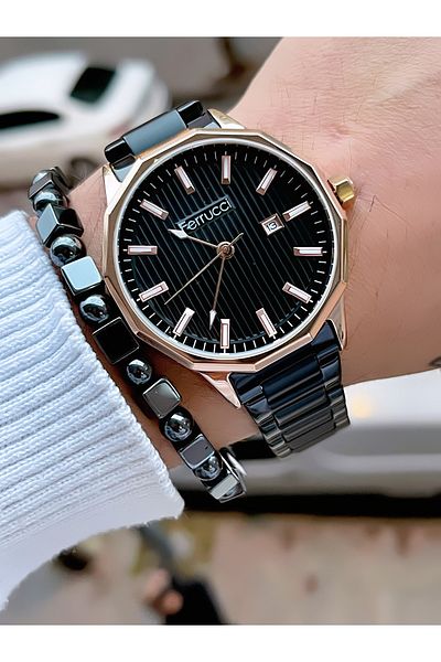 Ferrucci Steel Cord Men's Wrist Watch 3 Atm Waterproof with 2 Years Warranty