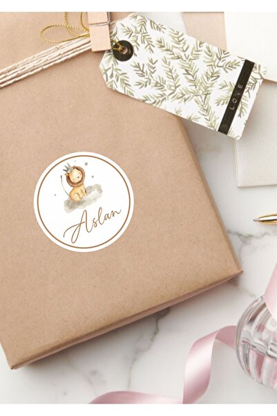 WALLHUMAN İsimli Kişiye Özel Yuvarlak Bebek Etiket/Sticker 4x4cm 100 Adet