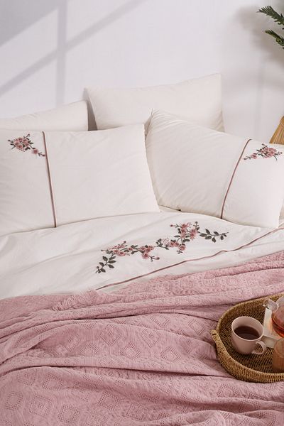 Unica Roya Pique Duvet Cover Set Powder - 7 Pieces