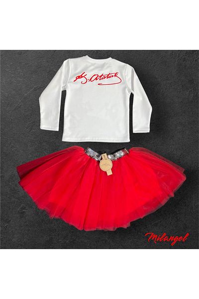 Milangel Ataturk Printed Tutu Skirt Suit