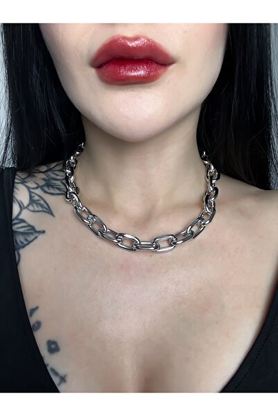 DarkellaStore Gotik Goth Punk Kalın Metal Görünümlü Zincir Kolye (UNISEX)