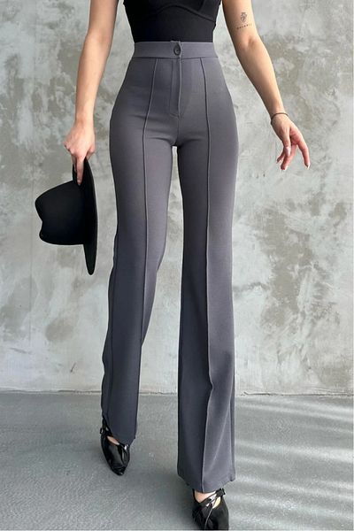 Miyalon Women's High Waist Lycra Crepe Fabric Pants with Grass Front